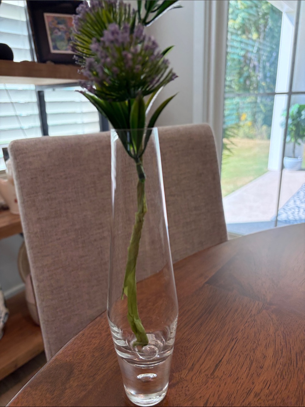 Clear Glass Bud Vase with Green Stem Accent included